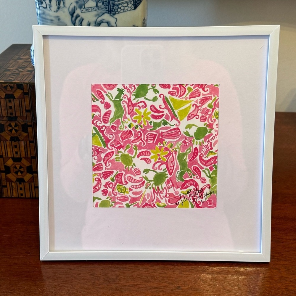 RARE Lilly Pulitzer Print Studio Lilly Loves Maryland Framed Art 5x5